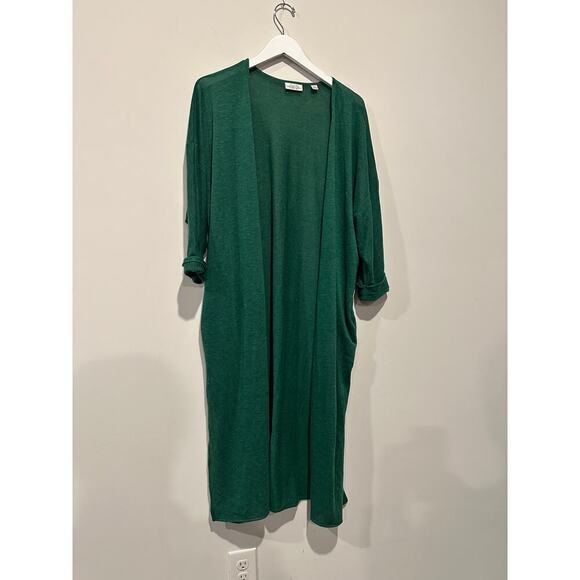 New York & Company Green Long lightweight workwear open front cardigan Size S/M - Picture 1 of 9